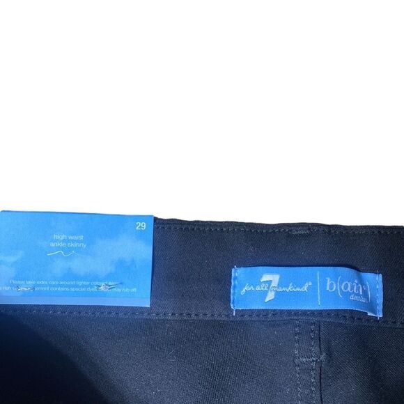 7 for all mankind jeans b(air) high waist ankle skinny black w purple/blue shine - Picture 5 of 8